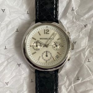 Michael Kors black leather watch women